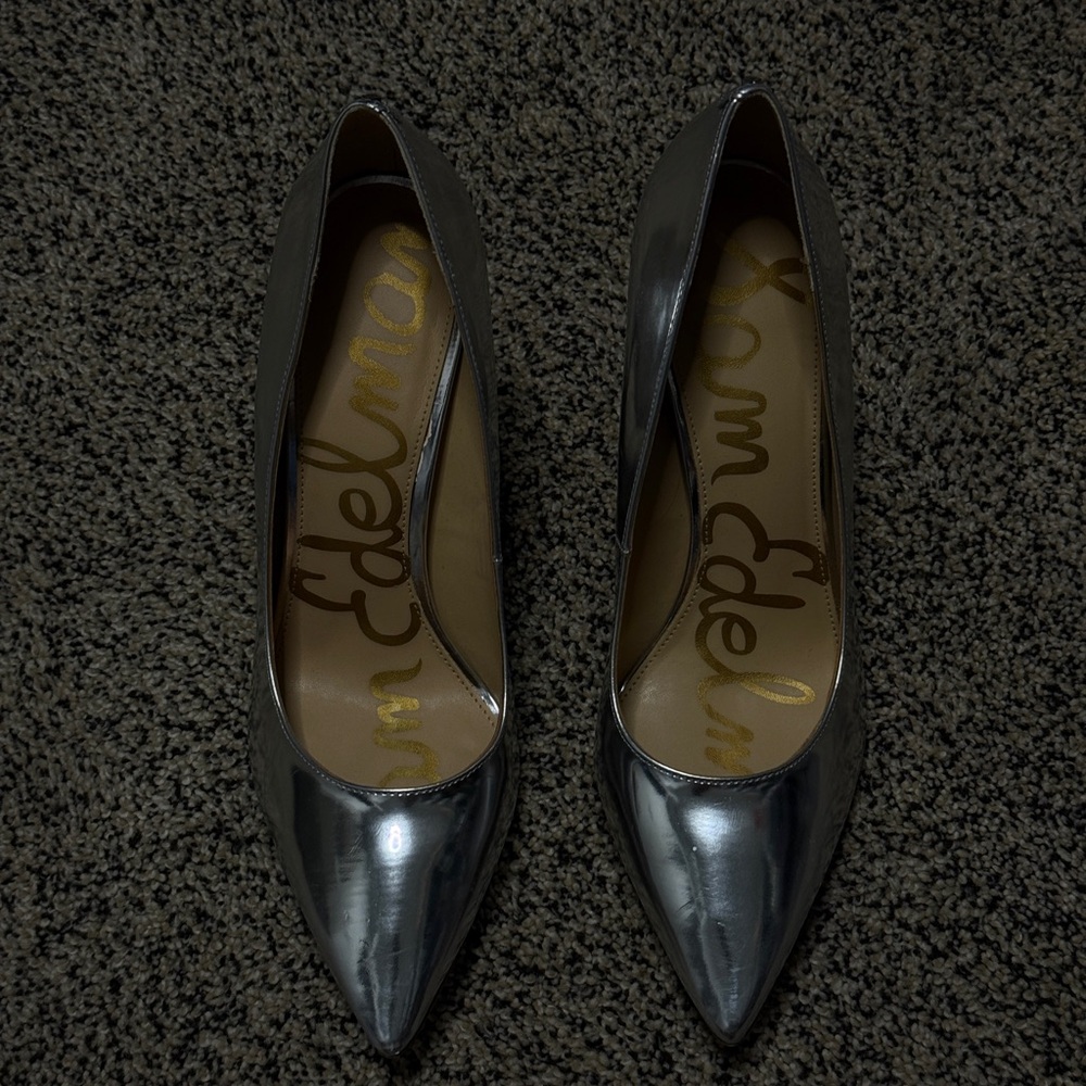 Sam Edelman Silver Women's Shoes Hazel Mirror Metallic Pointed Toe Pumps sz 8.5